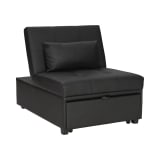 Monville Collection Black Faux Leather Sofa Bed