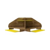 Bradley Floating 2-Piece Cubicle Section Desk in Rustic Brown and Yellow