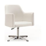 Pelo Adjustable Height Swivel Accent Chair in White and Polished Chrome