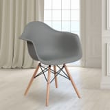 2 Pack Alonza Series Moss Gray Plastic Chair with Wooden Legs