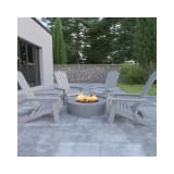 Set of 4 Charlestown All Weather Poly Resin Folding Adirondack Chair in Gray