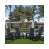 Set of 4 Sawyer Modern All Weather Poly Resin Wood Adirondack Chairs in Black