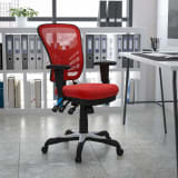 Mid-Back Red Mesh Multifunction Executive Swivel Ergonomic Office Chair with Adjustable Arms - HL0001REDGG