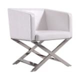 Hollywood Lounge Accent Chair in White and Polished Chrome