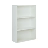 Prado 48" 3-Shelf Bookcase with 3/4" Shelves and 2 Adjustable shelves in White.