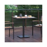 Outdoor Patio Bistro Dining Table with Faux Teak Poly Slats 30" Square