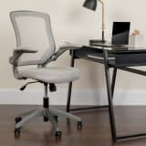 Mid-Back Gray Mesh Swivel Ergonomic Task Office Chair with Gray Frame and Flip-Up Arms - BLZP8805GYGG