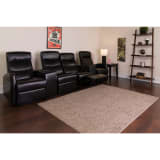Anetos Series 4-Seat Reclining Black LeatherSoft Theater Seating Unit with Cup Holders - BT702734BKGG