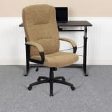 High Back Beige Fabric Executive Swivel Office Chair with Arms - BT9022BGEGG