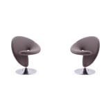Curl Swivel Accent Chair in Grey and Polished Chrome (Set of 2)