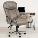 HERCULES Series Big & Tall 500 lb. Rated Taupe LeatherSoft Executive Swivel Ergonomic Office Chair with Extra Wide Seat