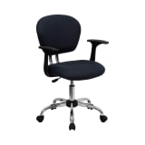 Mid-Back Gray Mesh Padded Swivel Task Office Chair with Chrome Base and Arms