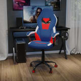 Ergonomic PC Office Computer Chair - Adjustable Red & Blue Designer Gaming Chair - 360° Swivel - Red Dual Wheel Casters