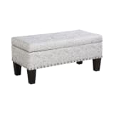 Clement Storage Bench in Scala Fog Silver with Silver NH and Grey Washed Legs