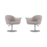 Voyager Swivel Adjustable Accent Chair in Barley and Brushed Metal (Set of 2)