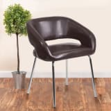 Fusion Series Contemporary Brown LeatherSoft Side Reception Chair