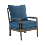 Fletcher Spindle Chair in Navy Fabric with Brush Charcoal Finish