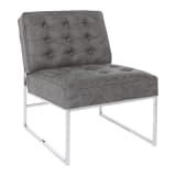 Anthony 26” Wide Living Room Accent Chair with Chrome Base and Charcoal Faux Leather Fabric