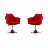 Kinsey Adjustable Height Swivel Accent Chair in Red and Polished Chrome (Set of 2)