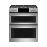 Cafe 30 in. 7.0 cu. ft. Smart Slide-In Double-Oven Gas Range with Self-Cleaning and Lower Convection Oven in Stainless Steel - CGS750P2MS1