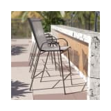 4 Pack Brazos Series Gray Outdoor Barstools with Flex Comfort Material and Metal Frame