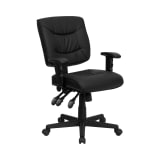 Mid-Back Black LeatherSoft Multifunction Swivel Ergonomic Task Office Chair with Adjustable Arms