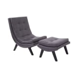 Tustin Lounge Chair and Ottoman Set With Deluxe PU Pewter and Black Legs