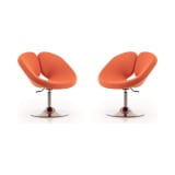 Perch Adjustable Chair in Orange and Polished Chrome (Set of 2)