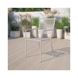 Commercial Grade Light Gray Indoor Outdoor Steel Patio Arm Chair with Square Back