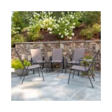 5 Pack Brazos Series Brown Outdoor Stack Chair with Flex Comfort Material and Metal Frame