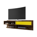 Astor 70.86" Floating Entertainment Center in Rustic Brown and Yellow