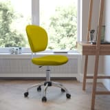 Mid-Back Yellow Mesh Padded Swivel Task Office Chair with Chrome Base - H2376FYELGG
