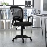 Mid-Back Designer Black Mesh Swivel Task Office Chair with Arms - HL0007GG