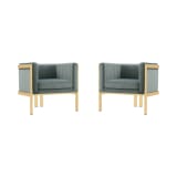 Paramount Accent Armchair in Warm Grey and Polished Brass (Set of 2)