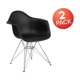 2 Pack Alonza Series Black Plastic Chair with Chrome Base