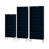 Rockefeller 3-Piece Bookcases in Tatiana Midnight Blue