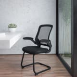 Black Mesh Sled Base Side Reception Chair - BLZP8805CGG