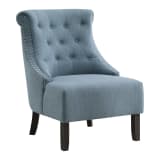 Evelyn Tufted Chair in Blue Fabric with Grey Wash Legs