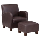 Aiden Chair & Ottoman Cocoa Faux Leather with Medium Espresso Legs