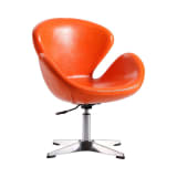 Raspberry Faux Leather Adjustable Swivel Chair in Tangerine and Polished Chrome