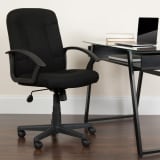 Mid-Back Black Fabric Executive Swivel Office Chair with Nylon Arms