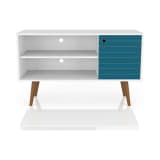 Liberty 42.52" TV Stand in White and Aqua Blue
