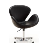 Raspberry Faux Leather Adjustable Swivel Chair in Black and Polished Chrome