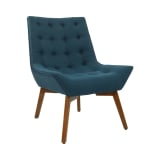 Shelly Tufted Chair in Azure Fabric with Coffee Legs K/D