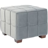 Sheldon Tufted Ottoman in Moonlite Fabric with Coffee Finished Wooden Legs