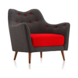 Poet Accent Chair in Charcoal and Red