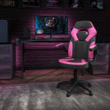 X10 Gaming Chair Racing Office Ergonomic Computer PC Adjustable Swivel Chair with Flip-up Arms, Pink/Black LeatherSoft - CH00095PKGG