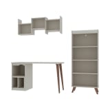 Hampton 3-Piece Extra Storage Home Office Set in Off White