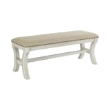 Monaco 48" Bench in Linen Fabric with Antique White Base