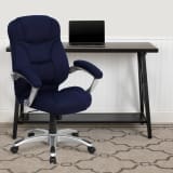 High Back Navy Blue Microfiber Contemporary Executive Swivel Ergonomic Office Chair with Arms